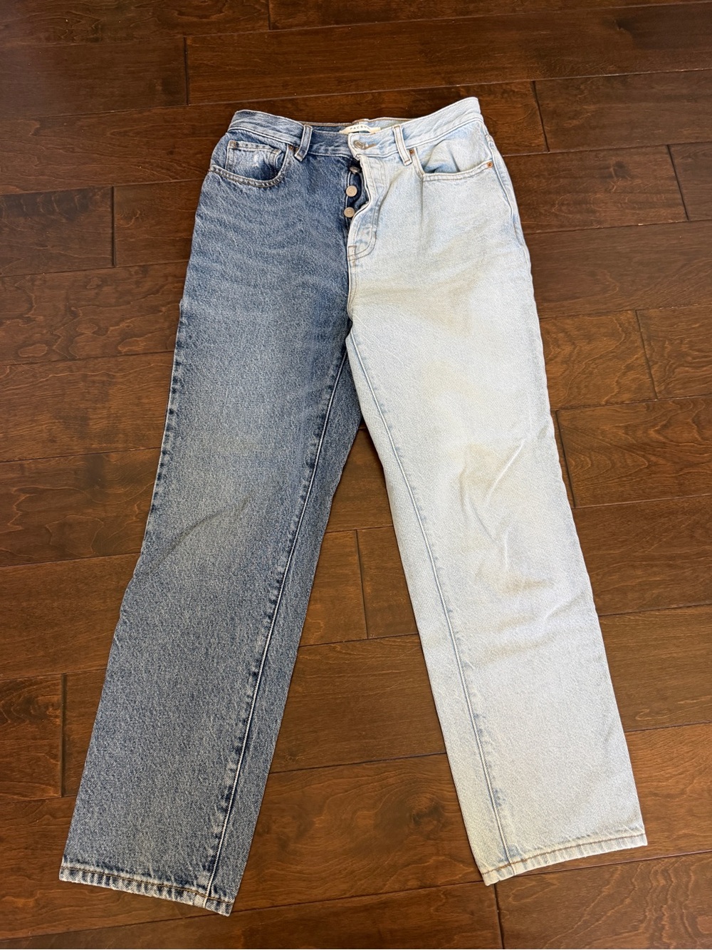 PacSun Two-Tone Straight Leg Jeans - Dark Blue & Light Blue